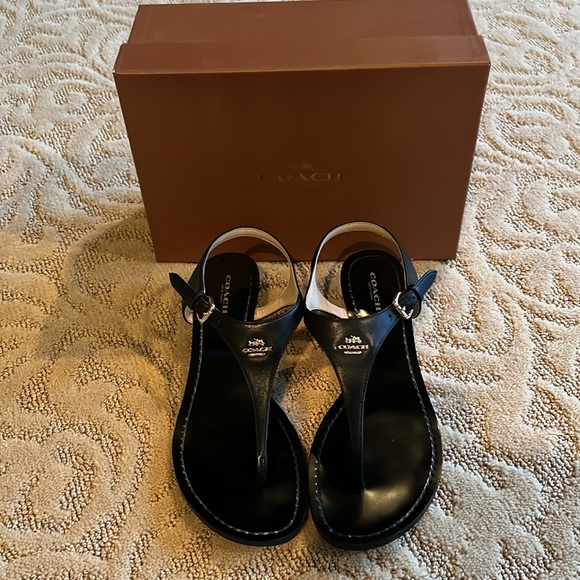 Coach Vitalia semi matte Black wedge sandal. Size 8.5 - Picture 2 of 5